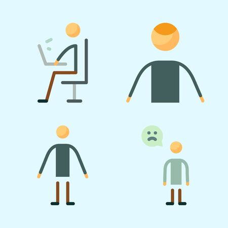 Icons set about Human with male, sad man and workingのイラスト素材