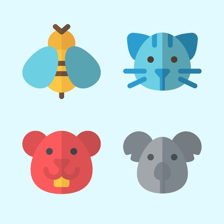 Icons set about Animals with hamster, cat, wasp and koalaのイラスト素材