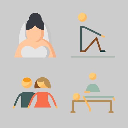Icons set about Human with bride, relaxing, male, men, massage and manのイラスト素材
