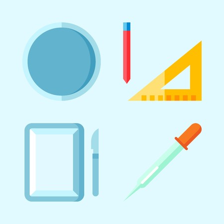 Icons set about Laboratory with measuring, dropper, surgery and watch glassのイラスト素材