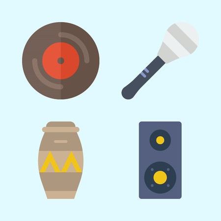 Icons set about Music with drum, announcer, maracas, vinyl and speakerのイラスト素材