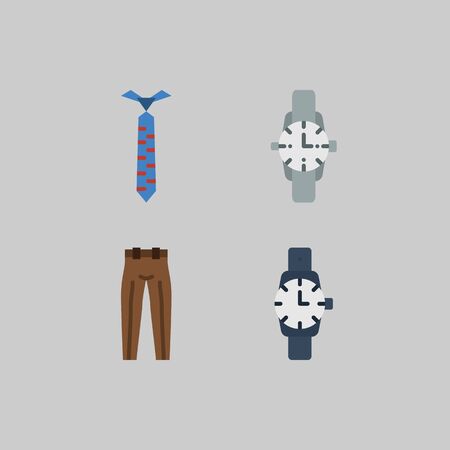 icon set about Man - Clothes. with trousers, tie and watchのイラスト素材