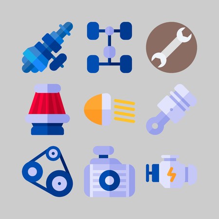 icon set about Car Engine. with motor belt, belt and radiatorのイラスト素材