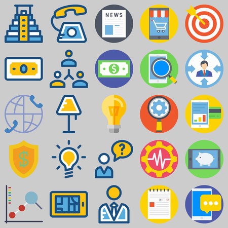 icon set about Marketing. with line chart, pyramid and newsのイラスト素材