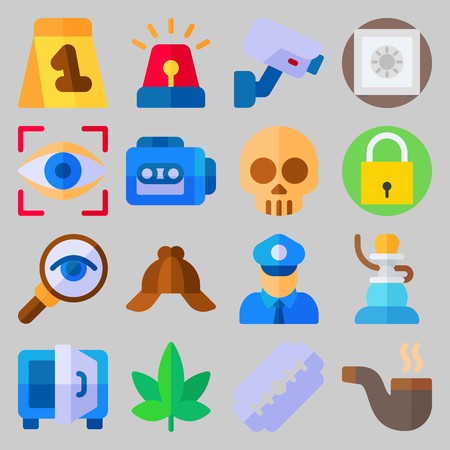 icon set about Crime Investigation. with security camera, padlock and tape recorderのイラスト素材