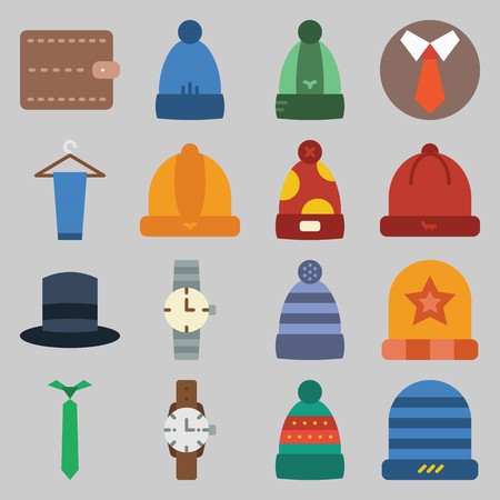 icon set about Man - Clothes. with peg, hat and watchのイラスト素材