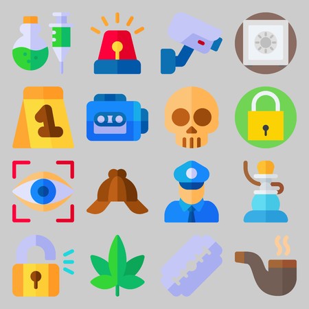icon set about Crime Investigation. with safebox, skull and razorのイラスト素材
