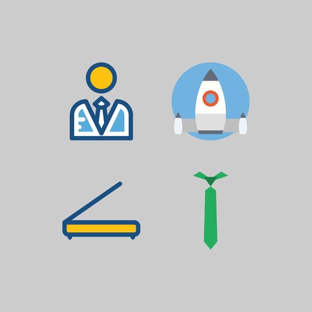 icon set about School And Education. with tie, scanner and startupのイラスト素材