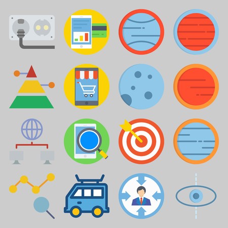 icon set about Transportation. with search, cable and chartのイラスト素材