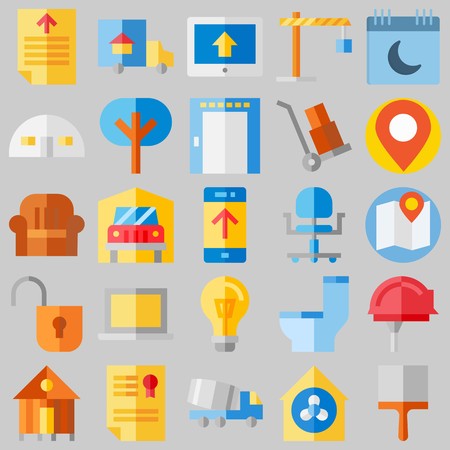 icon set about Real Assets. with text file, location and certificateのイラスト素材