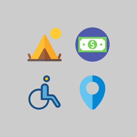 icon set about Travel. with location, whellchair and moneyのイラスト素材