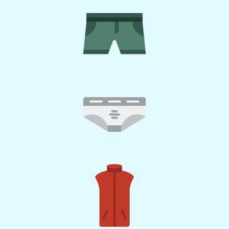 Icons about man clothes with short, underwear and vest.のイラスト素材