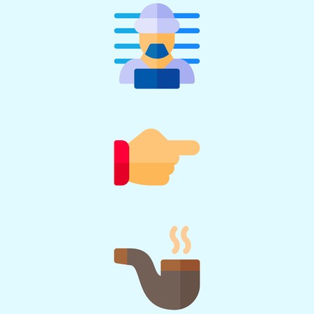 Icons about Crime Investigation with point, pipe and criminalのイラスト素材