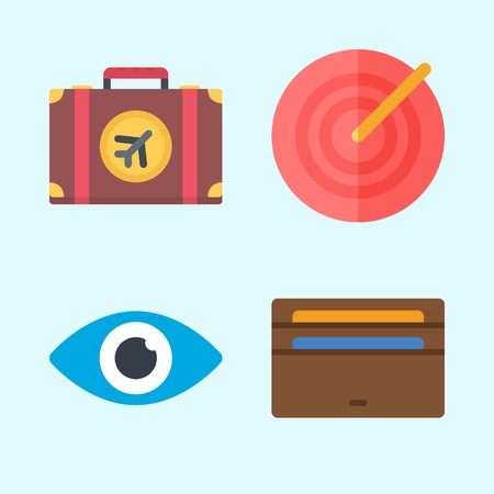 Icons set about Commerce with target, suitcase, vision and walletのイラスト素材