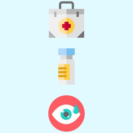 Icons about Medical with visibility, medicine and first aid kitのイラスト素材