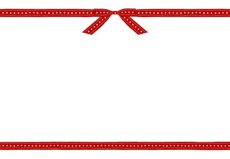 a frame of white background surrounded up and down with white Tyrolean tape on a red backgroundのイラスト素材