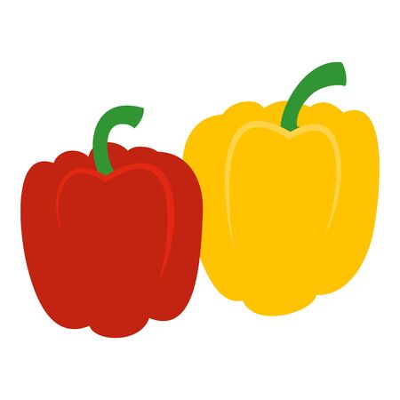 Simple vector illustration of red and yellow paprikaのイラスト素材