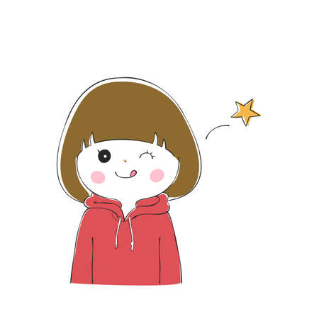 Young woman's facial expression variationsのイラスト素材