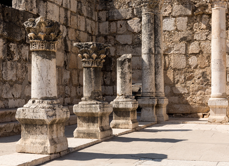 Inside of ancient synagogue in Capernaum - Israelの写真素材