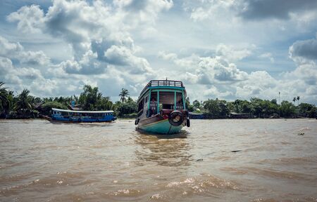 Vietnam, Mekong - November 12, 2017: Vietnam traditional boats near the Mekong riverのeditorial素材