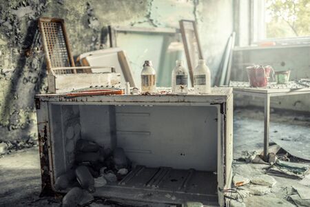 Ukraine, Pripyat - August 19, 2017: medicines in the sanitary unit number 126.のeditorial素材