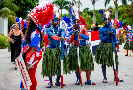 Punta Cana, Dominican Republic - February 03, 2024: Annual carnival in Punta Cana.のeditorial素材