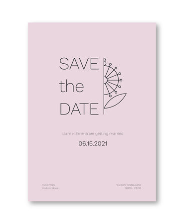 Wedding invitation template, cards in a delicate pink color and thin linesのイラスト素材