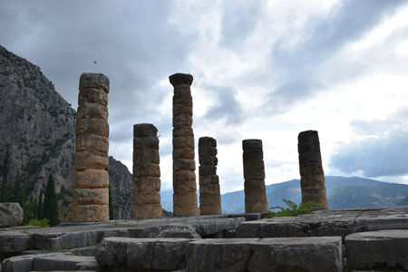 View of the main monuments of Greece. Ruins of Delphi. Oracle of Delphi.の写真素材