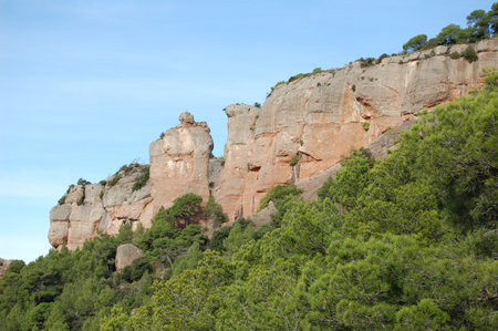 Panorama of the forests and mountains of La Mola, in Catalonia, in the province of Barcelona (Spain). Next to Montserrat. Catalonia, El VallÃ¨sの写真素材