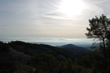 Panorama of the forests and mountains of La Mola, in Catalonia, in the province of Barcelona (Spain). Next to Montserrat. Catalonia, El VallÃ¨sの写真素材