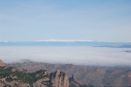 Panorama of the forests and mountains of La Mola, in Catalonia, in the province of Barcelona (Spain). Next to Montserrat. Catalonia, El VallÃ¨sの写真素材