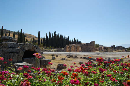 Roman ruins of Hierapolis (Anatolia, Turkey). Next to the old Pamukkale hot springs. Roman theater