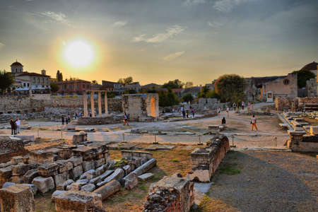 View of the main monuments of Athens (Greece). Roman Agora.のeditorial素材