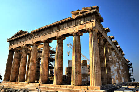 View of the main monuments of Athens (Greece). Acropolis. The Parthenon.のeditorial素材