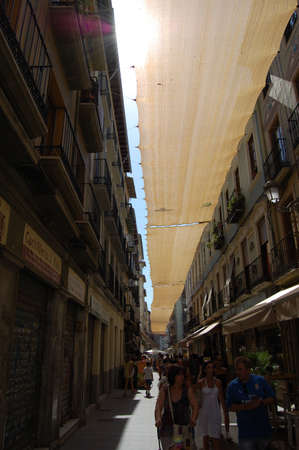 View of the most emblematic streets and historic buildings of Granada (Andalusia, Spain). The viewerpoint of San Nicolas. Mosque of Granadaのeditorial素材