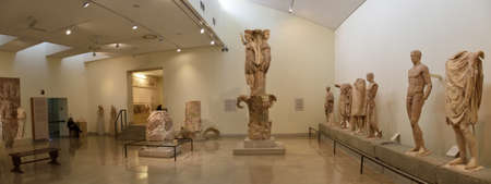 Panoramic view of the main monuments and places of Athens (Greece). Archaeological Museum of Delphi.のeditorial素材