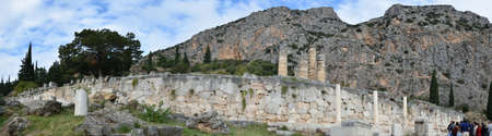 Panoramic view of the main monuments and places of Greece. Ruins of ancient Delphi, on Mount Parnassus.のeditorial素材