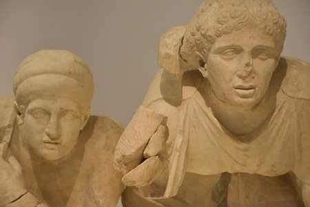 View of the main monuments and sites of Greece. Ruins of Olympia. Archaeological Museum of Olympia. Friezes of the Temple of Zeusのeditorial素材