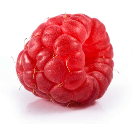 Macro shot raspberry on white background