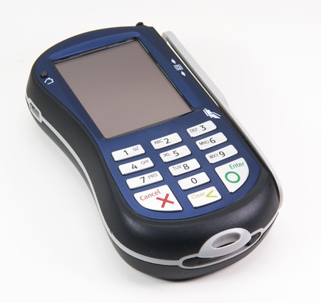 Isolated payment terminal on white background