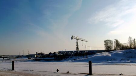 Boats are on the ground for the winter time.の写真素材