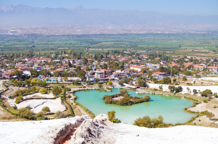 Pamukkale, a natural site in Denizli Province in southwestern Turkeyの写真素材