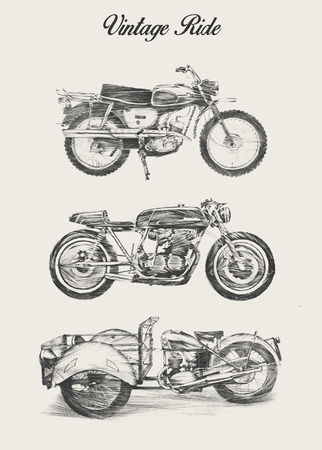 Classic Motorcycle illustrationのイラスト素材