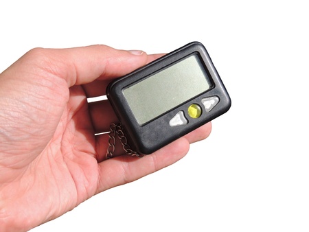 pager in hand isolation on white backgroundの写真素材