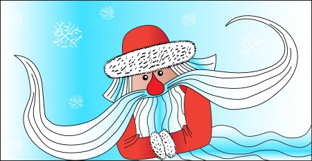 Santa Claus on a blue background with snowflakesのイラスト素材