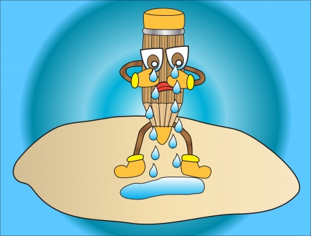 crying cartoon character pencilのイラスト素材