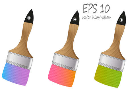 brush paint with wooden handleのイラスト素材