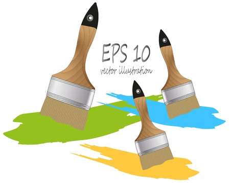 brush paint with wooden handleのイラスト素材