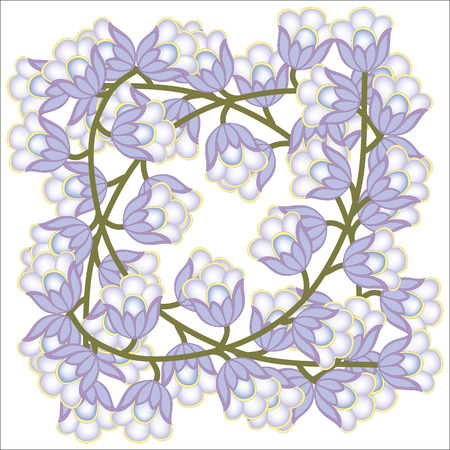background banner interwoven branches with flowersのイラスト素材