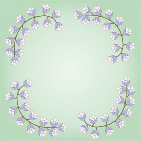 background banner with small flowers on a branchのイラスト素材